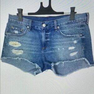 Women's Distressed Denim Athletic Shorts